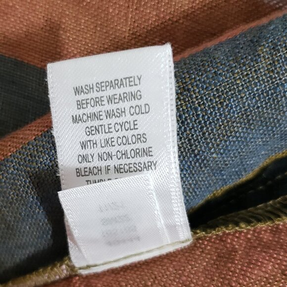 Garnet Hill 100% Linen Pull-On Mini Skirt Size XL Multi-Color Stripes Pockets - Picture 8 of 8